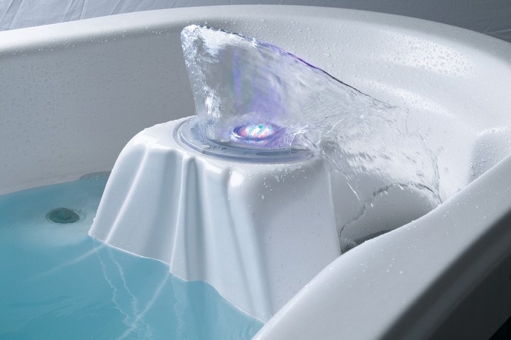 Water fountain in a Bay Collection hot tub